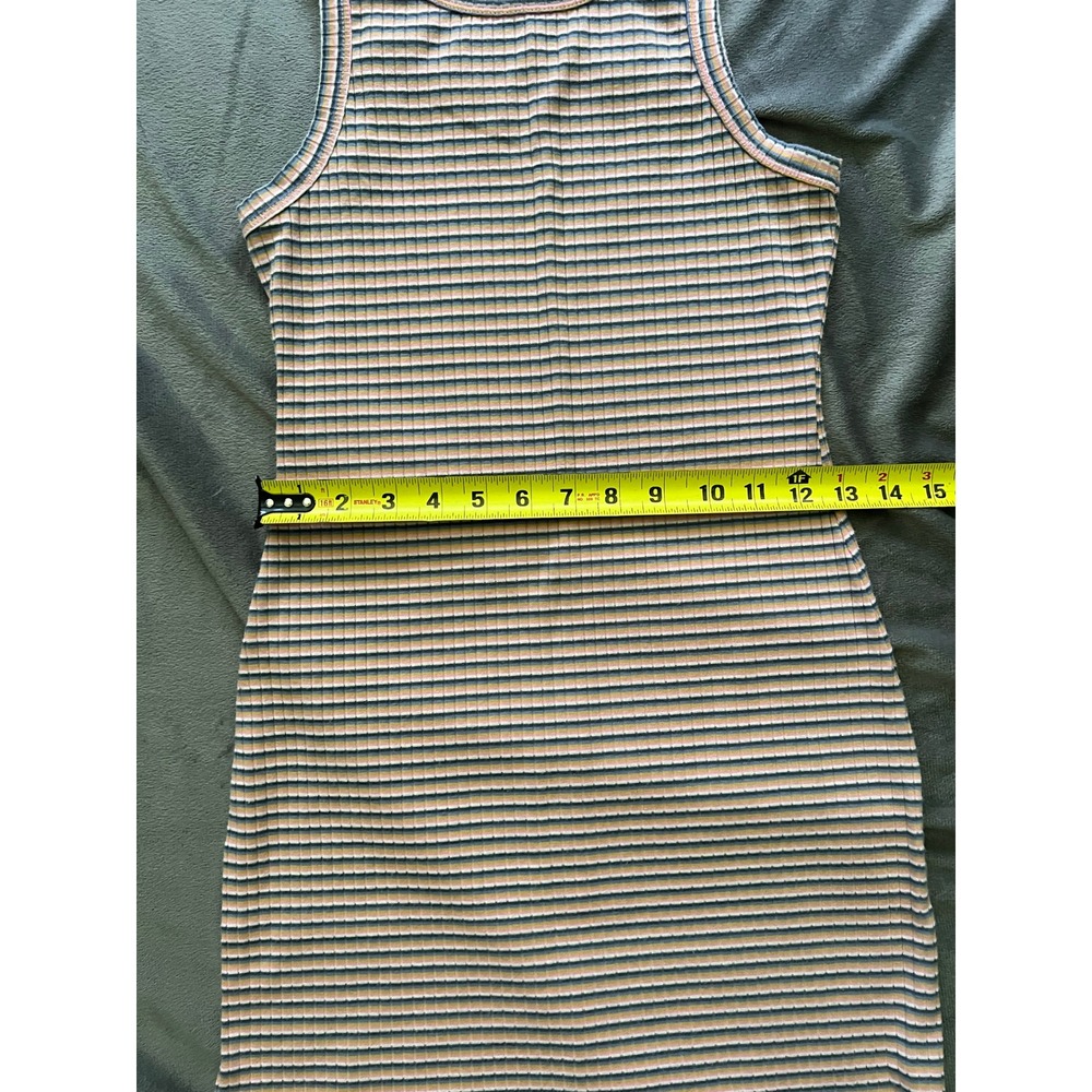 Arizona Jean Co Striped Ribbed Knit Bodycon Mini Dress Pink Blue Tan Small - Picture 3 of 7